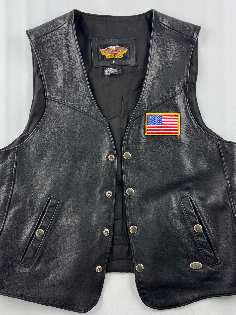 Harley Davidson - Leather Vest - Made in USA - Medium